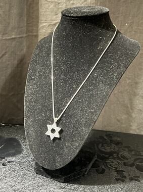 Sterling Silver 925 Star of David Necklace Blue Stones 18” Box Chain 6g